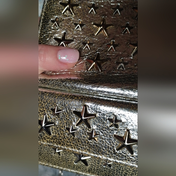 JIMMY CHOO Silver Star Wallet On Chain Gold Star-Embellished Pre-owned - Picture 8 of 10